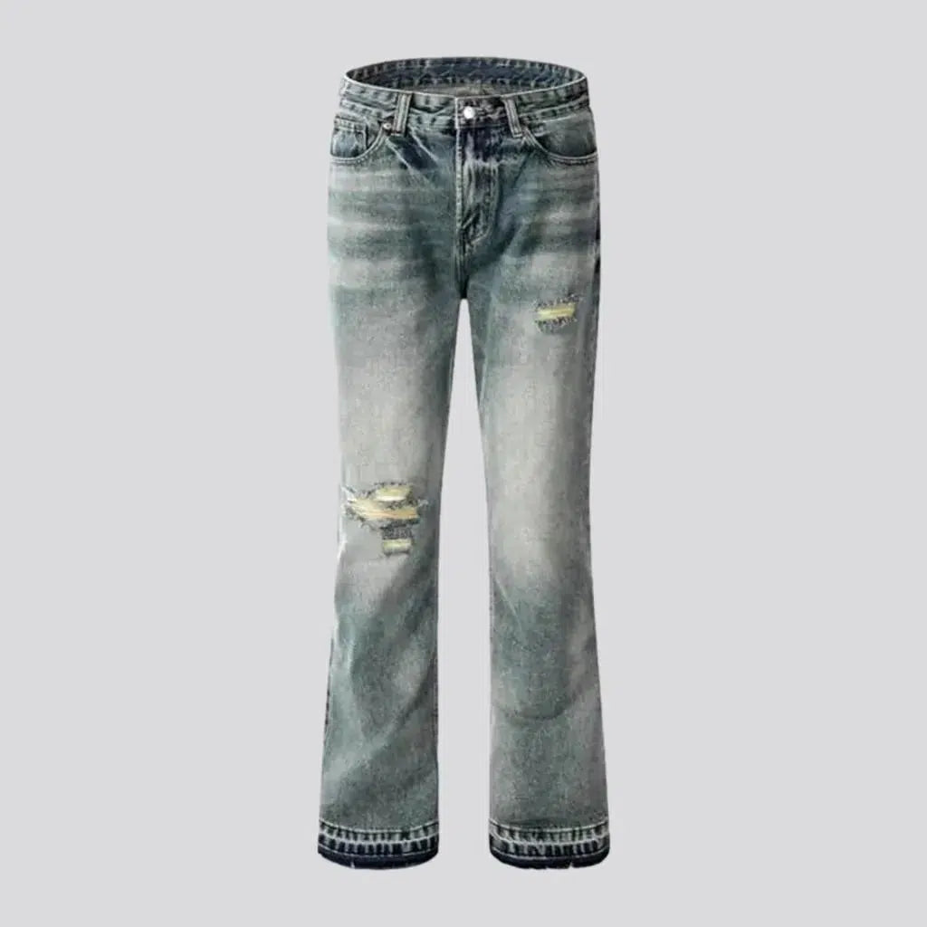 Bootcut men's sanded jeans