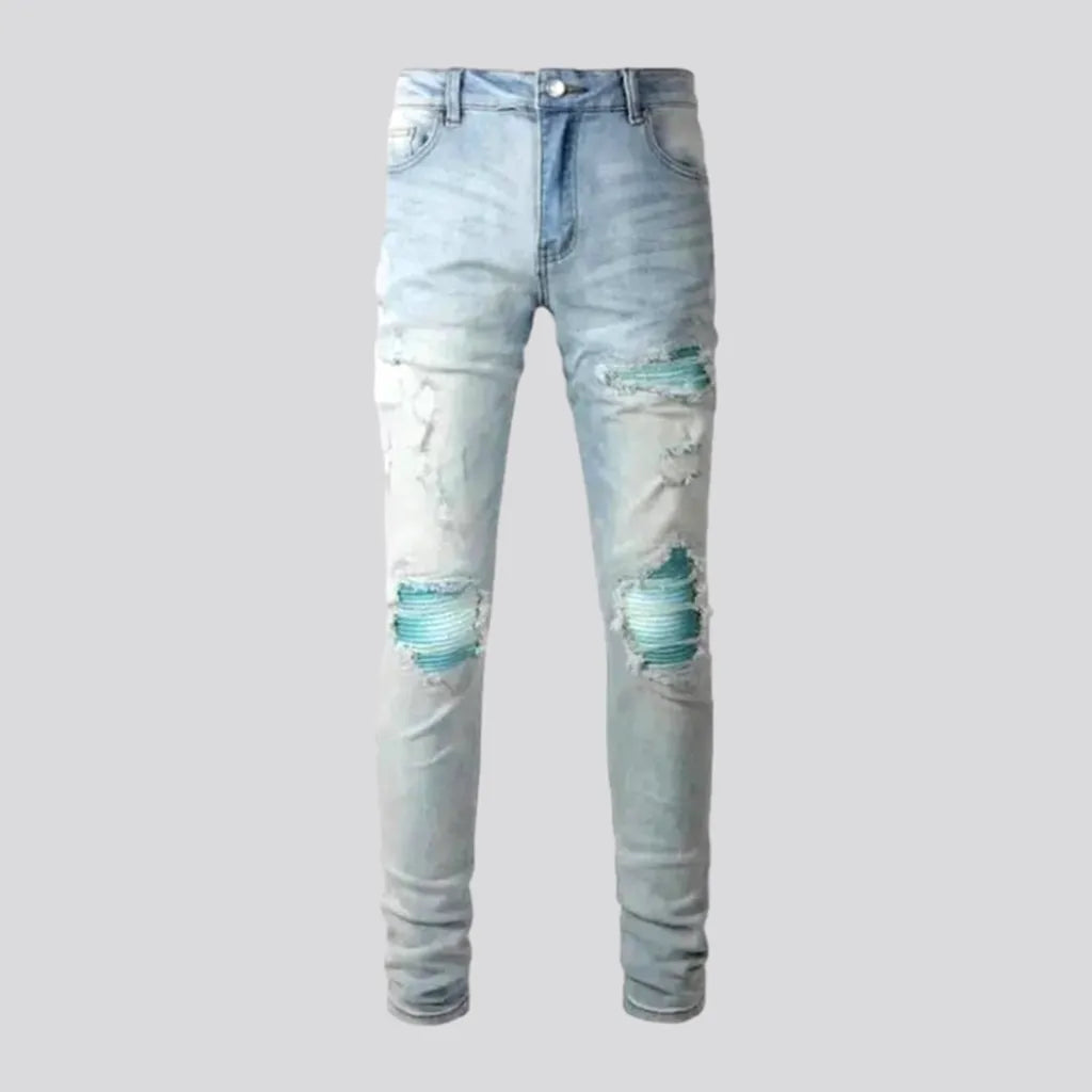 Grunge men's light-wash jeans