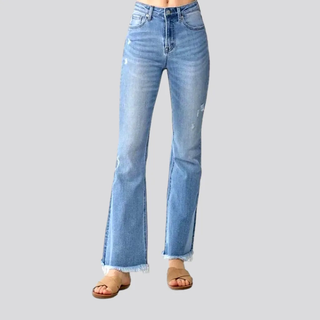 Frayed-hem bootcut jeans
 for women