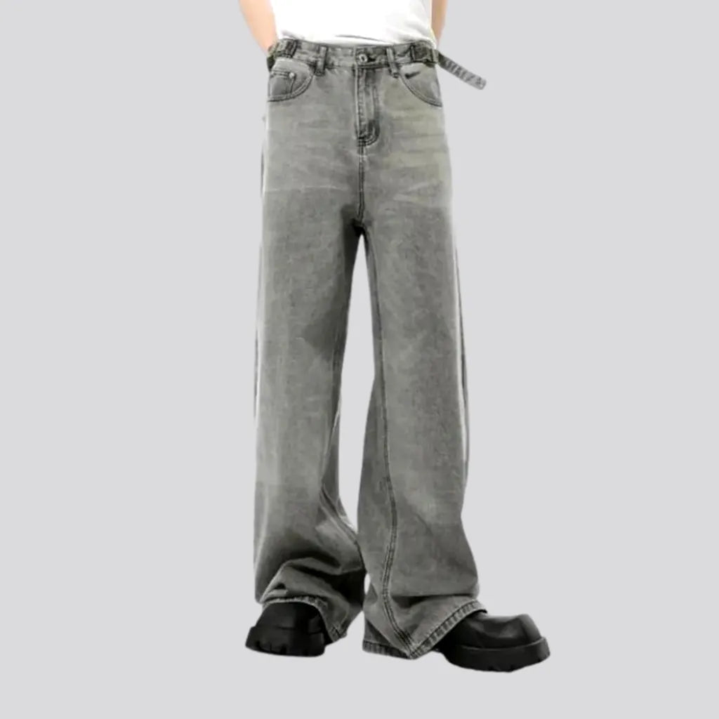 Mid rise boho baggy men's jeans