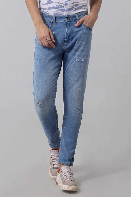 Stained Sky Blue Skinny Jeans