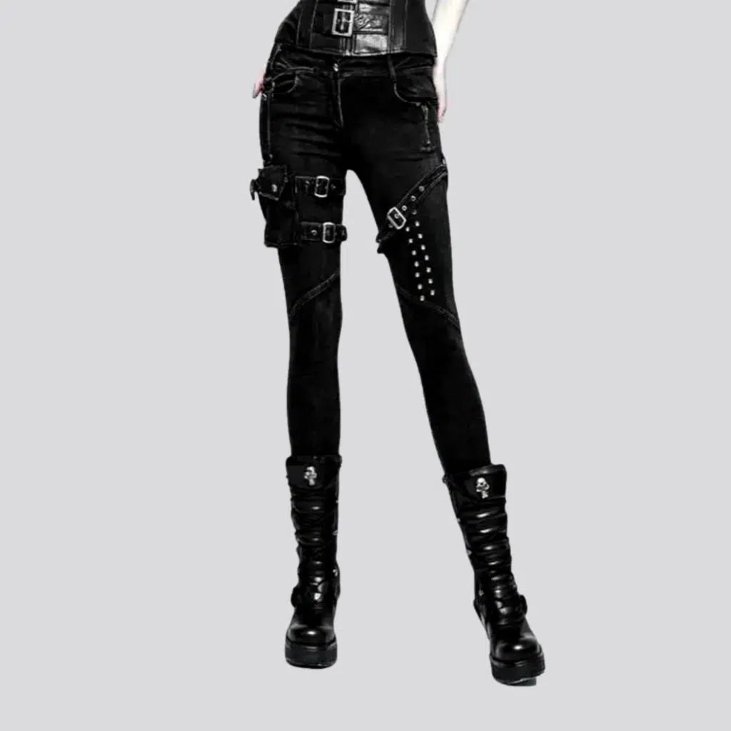 High-waist women's black jeans