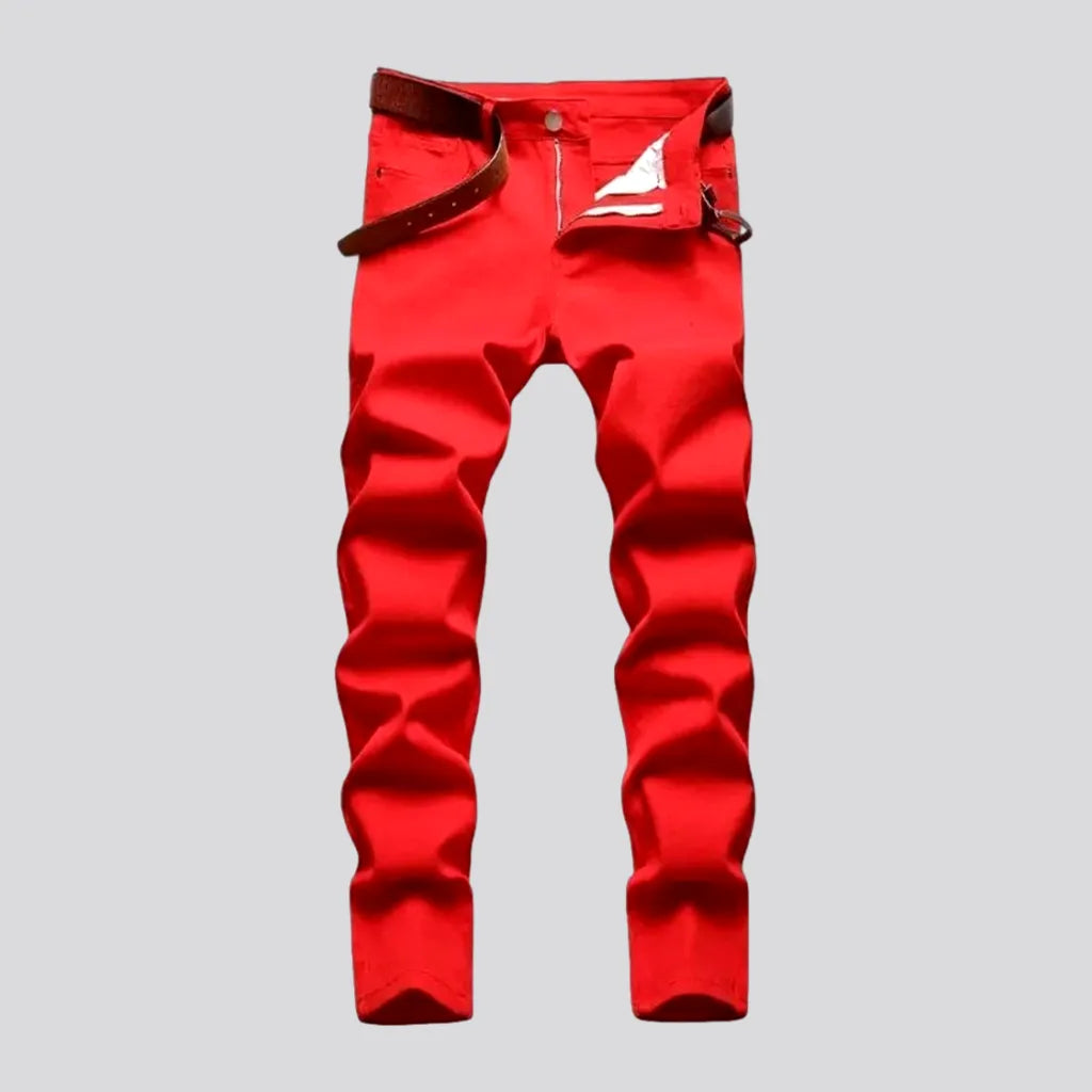 Vibrant red smooth men's jeans