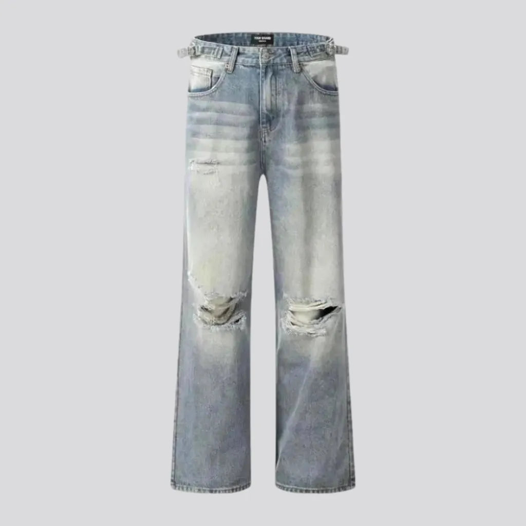 Distressed baggy style men's jeans