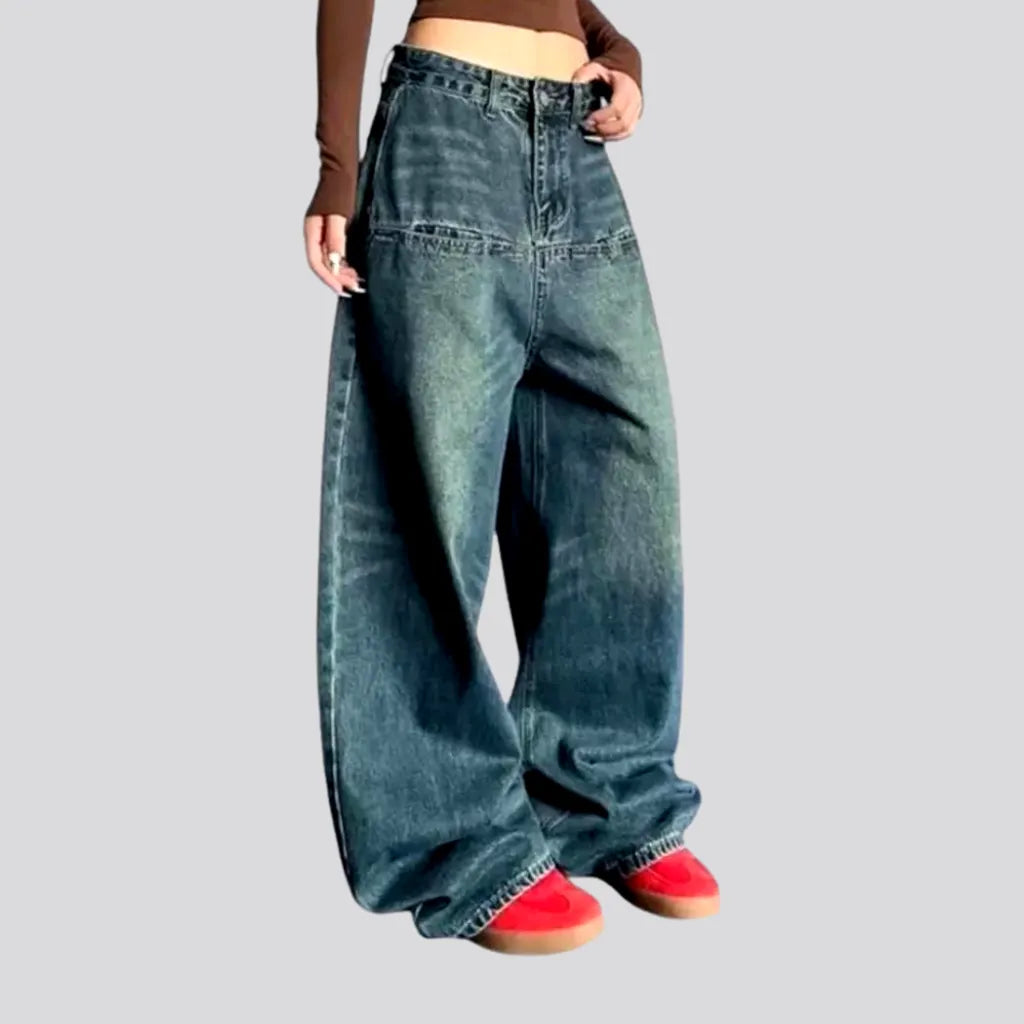 Faded blue retro baggy women's jeans