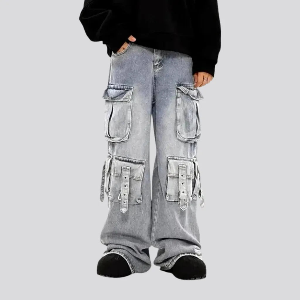 Baggy cargo multi pocket men's jeans