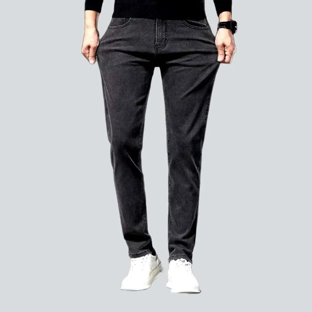 Black grey slim men's jeans