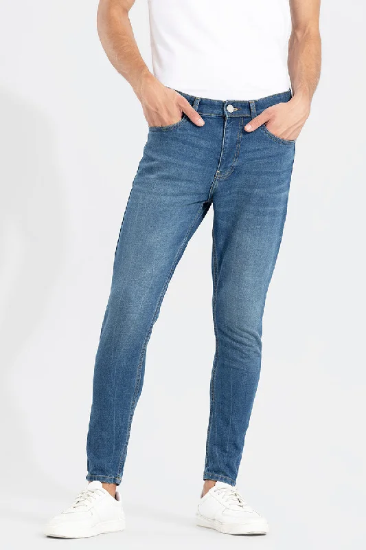 Zipper Pocket Sky Blue Skinny Jeans