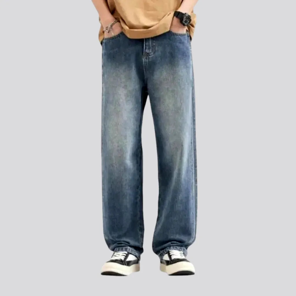 Sanded medium pattern retro men's jeans