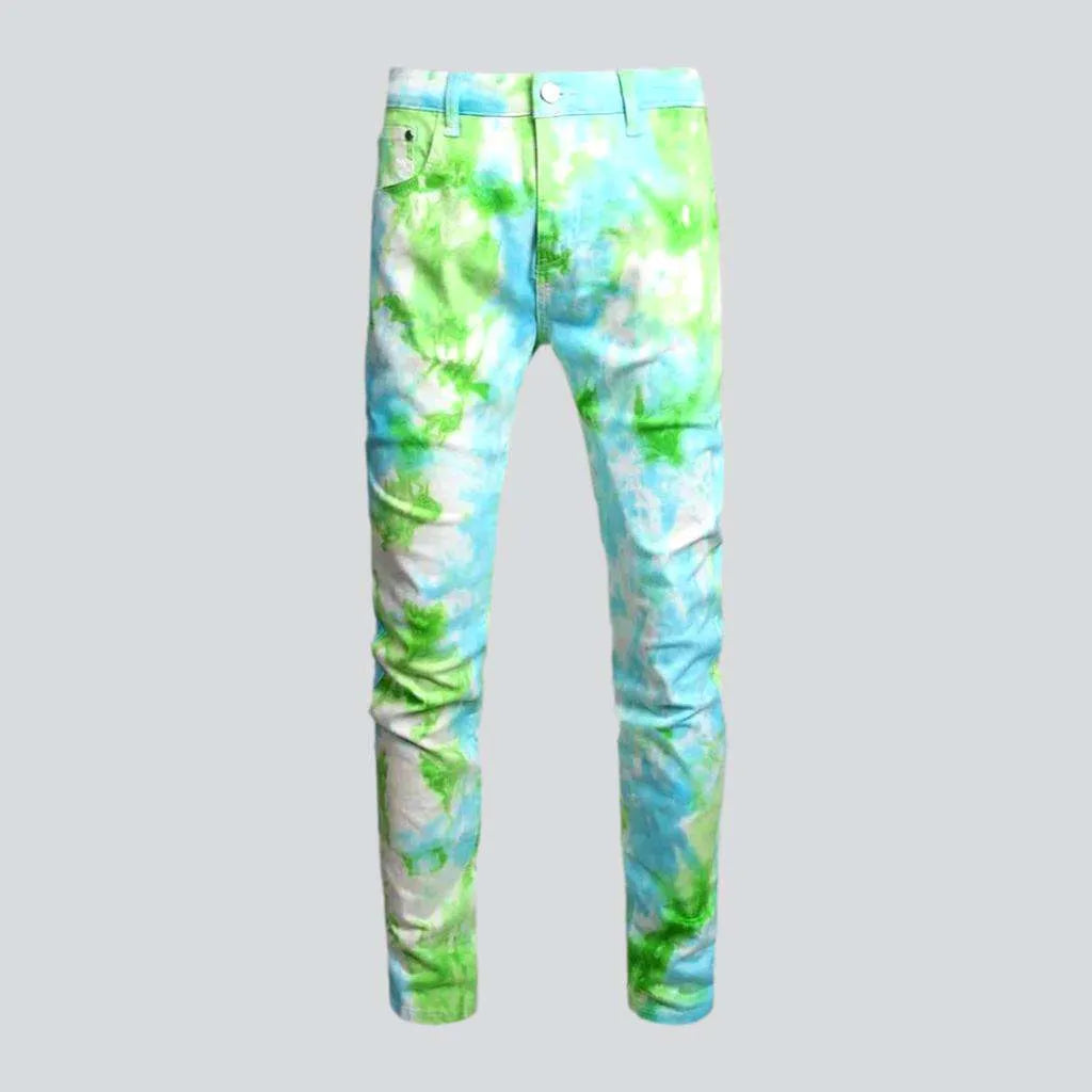 Tie-die y2k men's skinny jeans