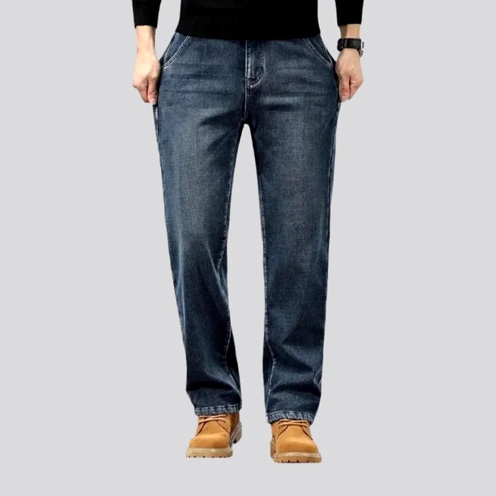 Straight fit dark faded men's jeans