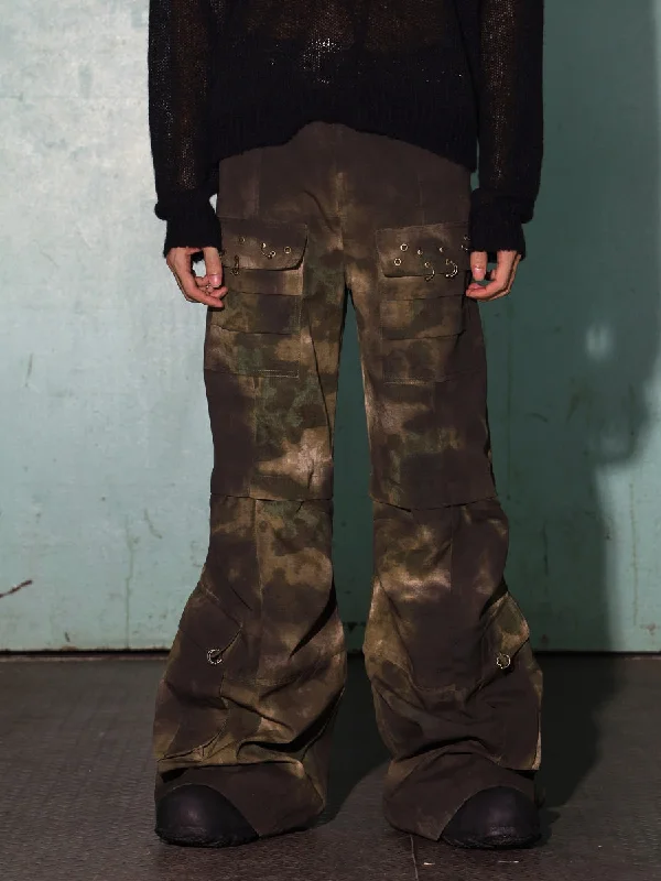 Apocalyptic Camo Cargo Wide-Leg Trousers