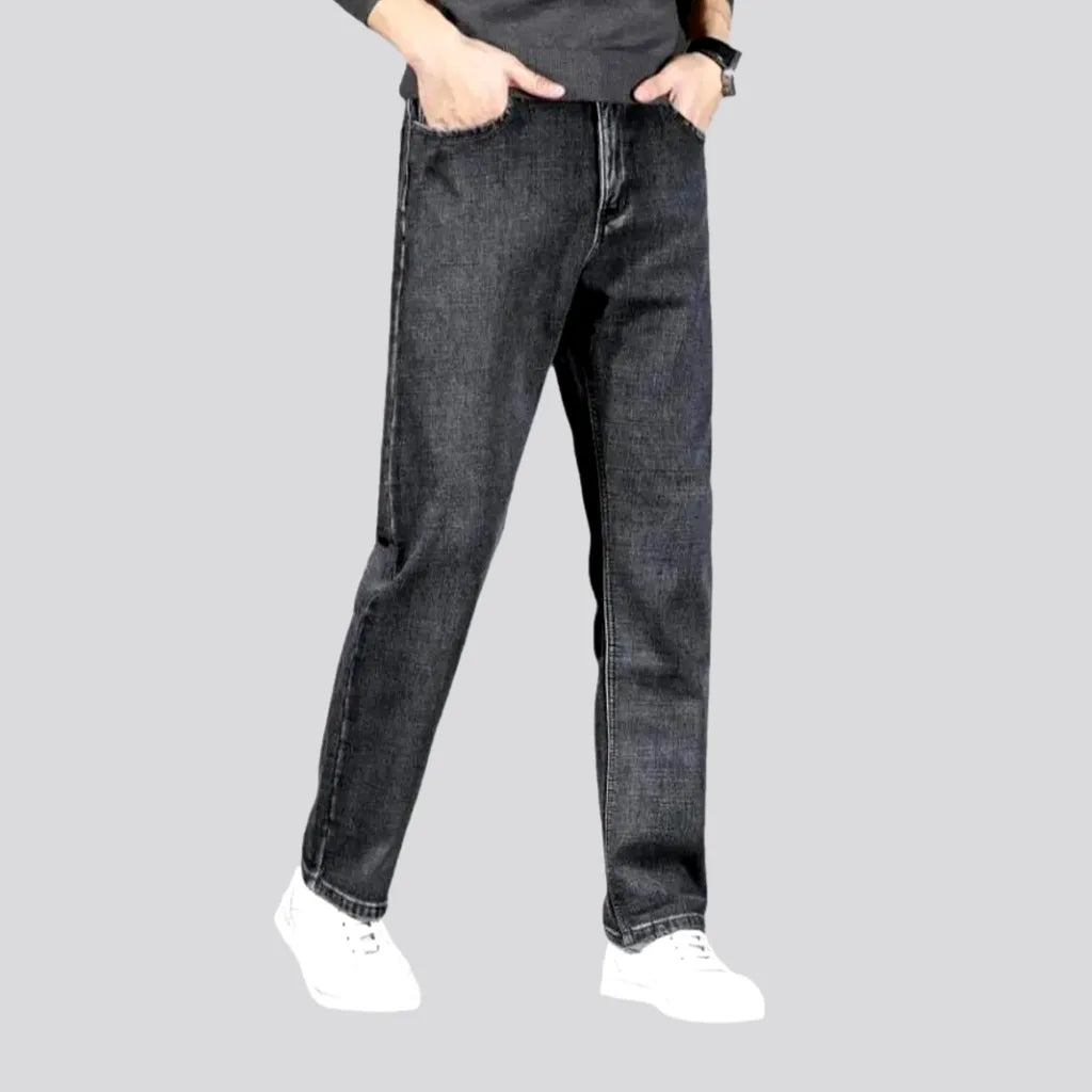 Straight-fit washed men's jeans