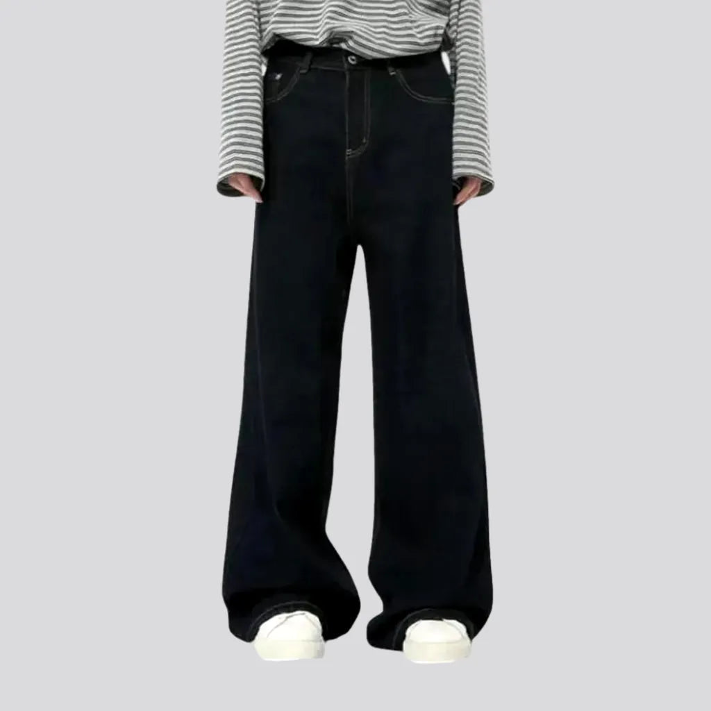 Monochrome mid rise fashion men's jeans