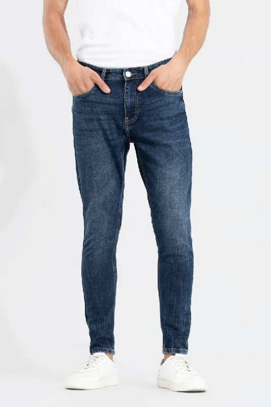 Zipper Pocket Mid Blue Skinny Jeans