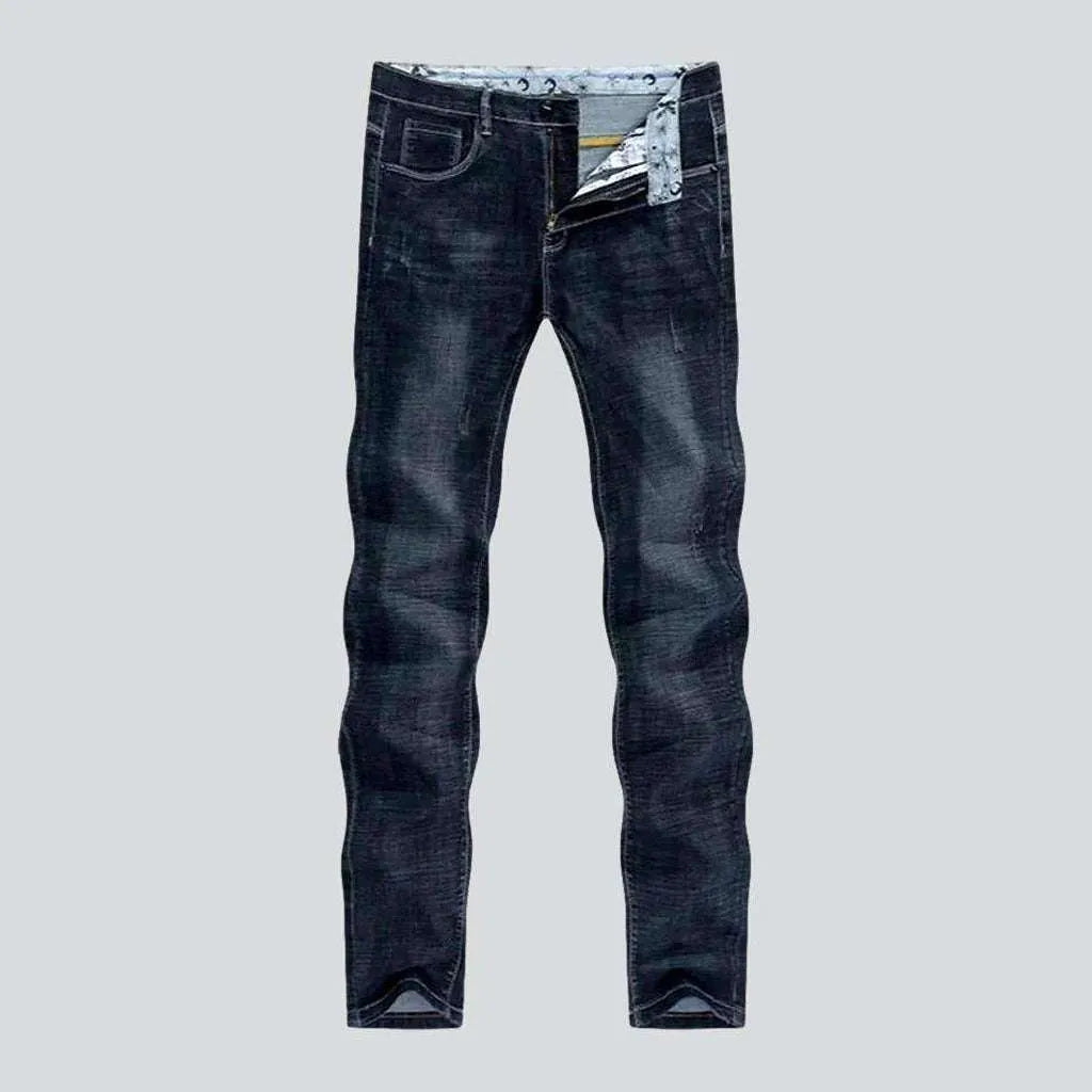 Sanded black jeans for men