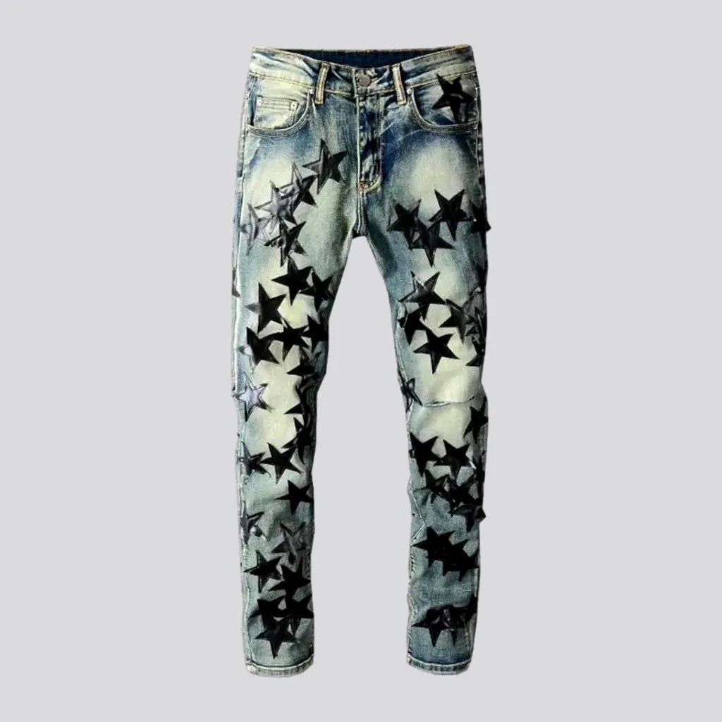 Stars-embroidery embroidered jeans