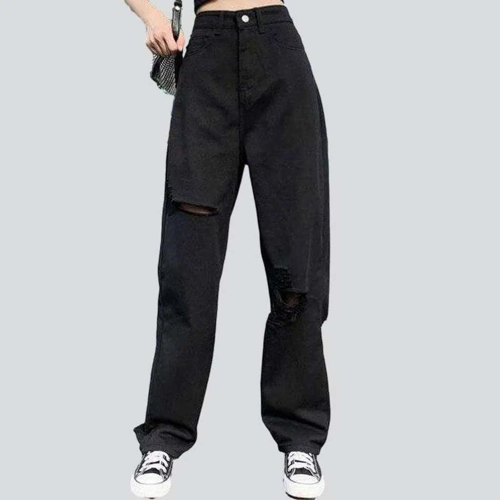 Black loose jeans for women