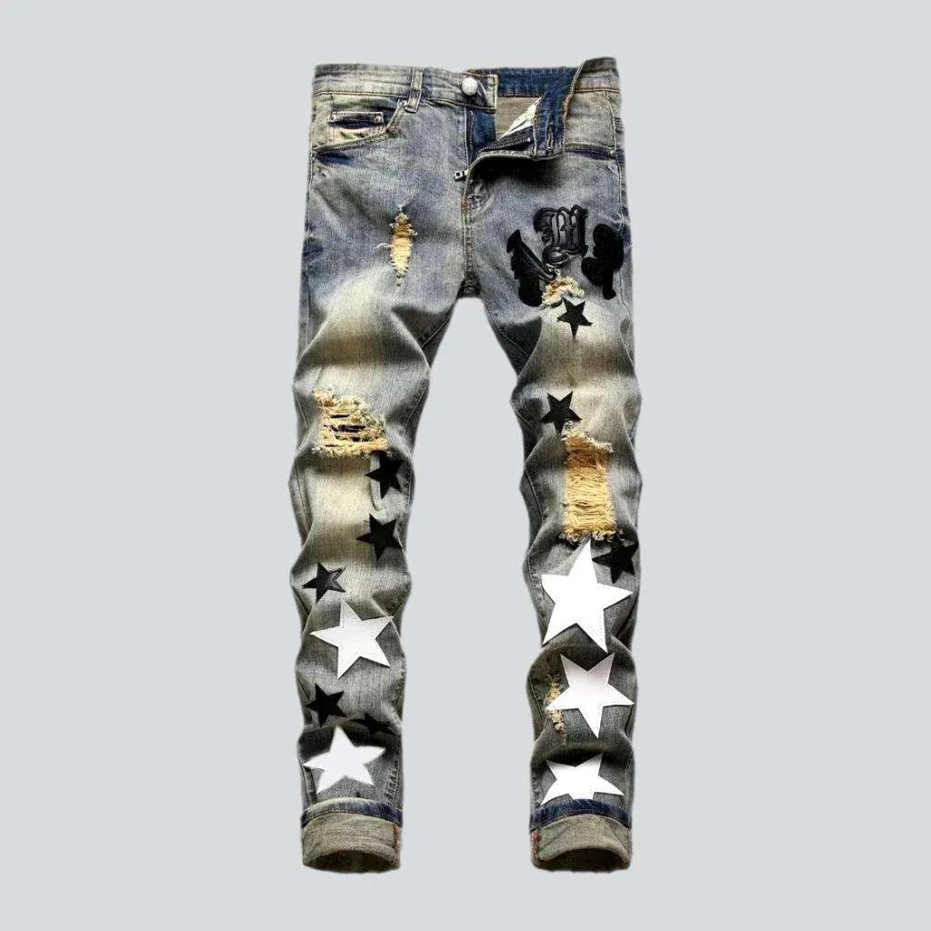 Distressed y2k jeans
 for men