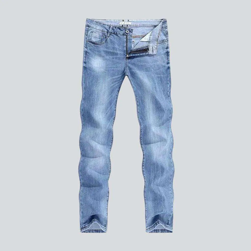 Light wash thin men's jeans