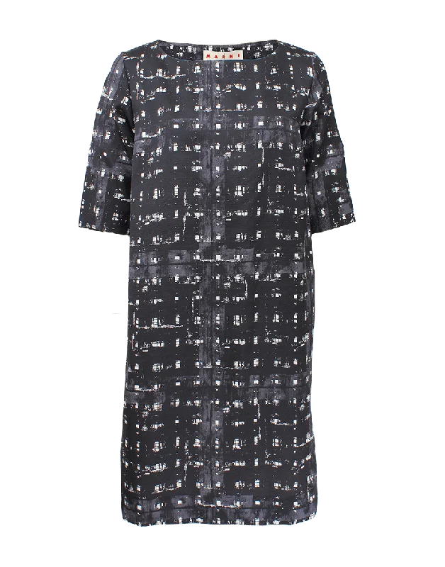 Boatneck Printed Dress