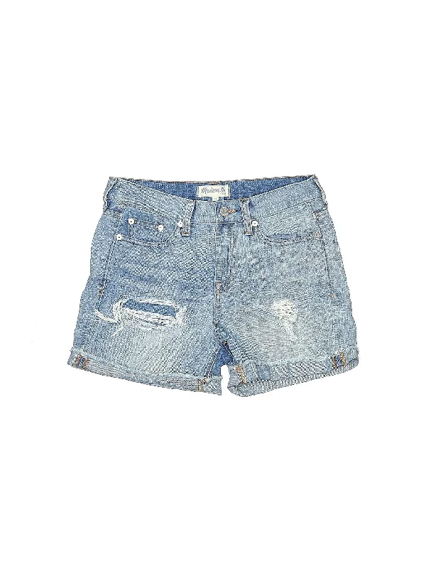 Mid-Rise Denim Shorts in Light Wash