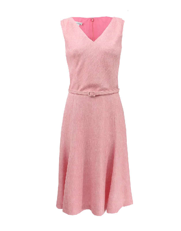 Sleeveless Silk Linen V-Neck Dress