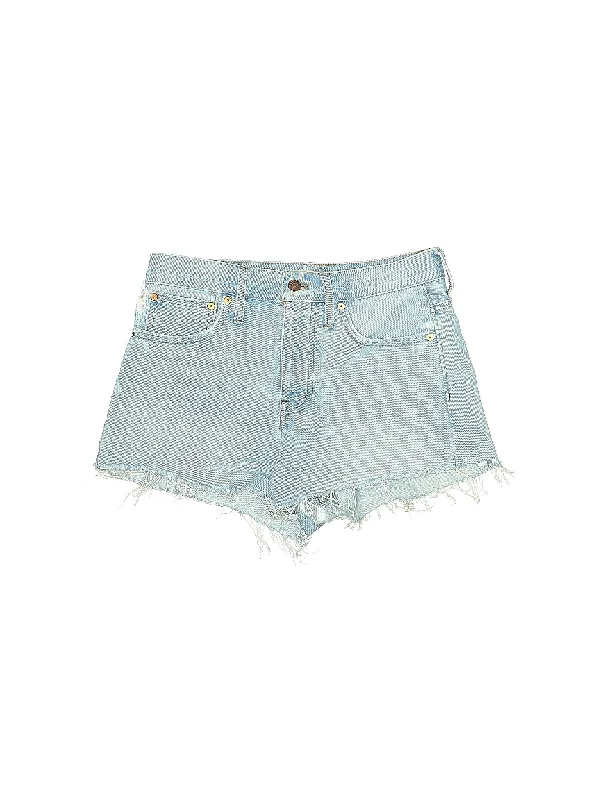 Mid-Rise Denim Shorts in Light Wash