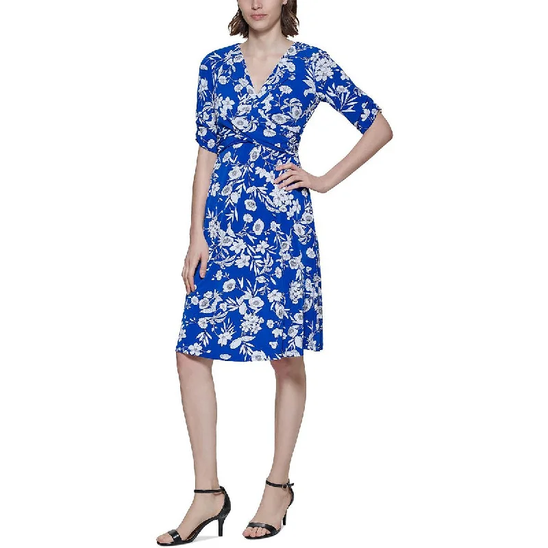 Jessica Howard Womens Floral A-Line Midi Dress