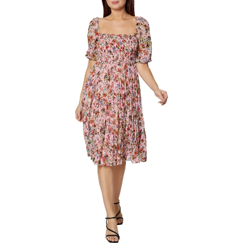 BCBGeneration Womens Floral Pleated Midi Dress