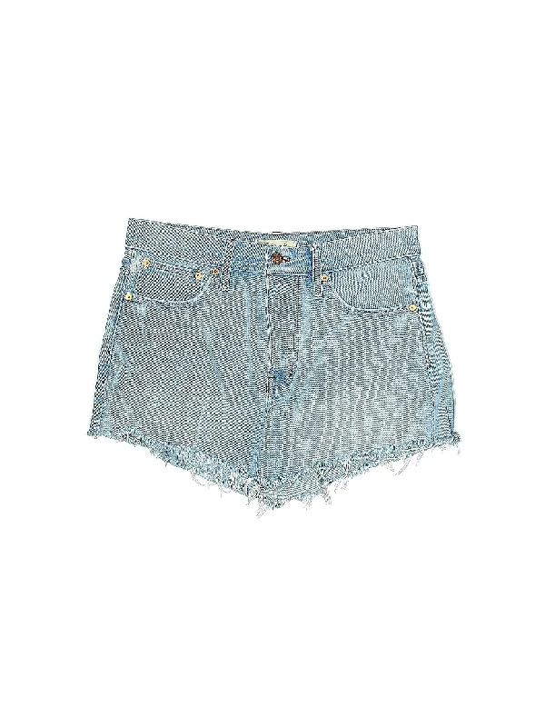 High-Rise Denim Shorts in Light Wash