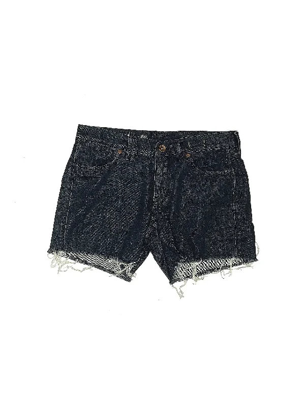 Mid-Rise Denim Shorts in Dark Wash