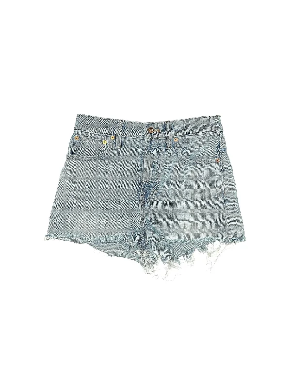 High-Rise Denim Shorts in Light Wash