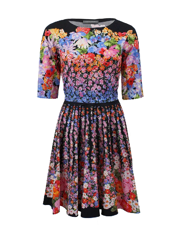 Fitted Waist Floral Dress