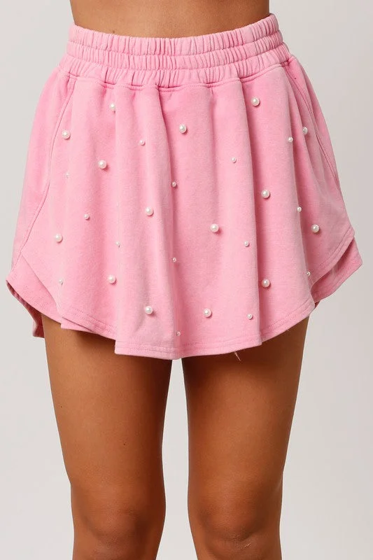 Pearl Dreaming Pink Embellished Skort