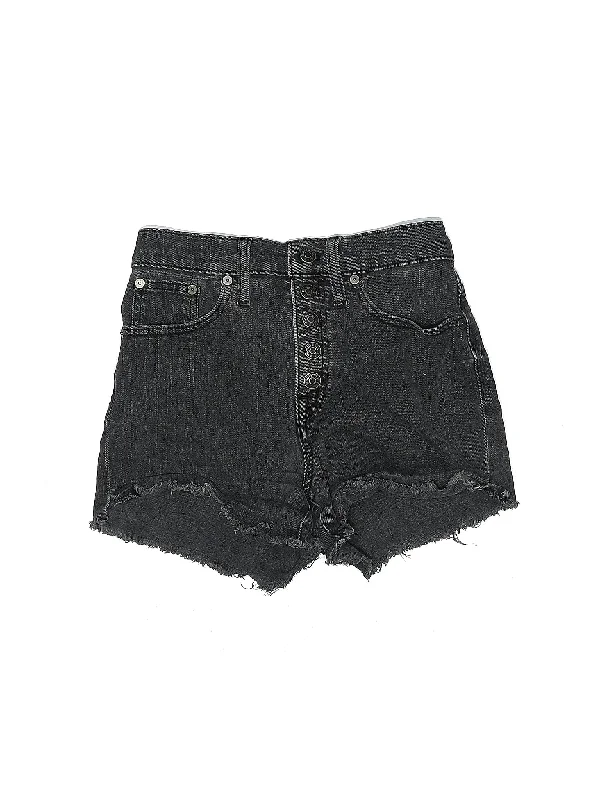 Mid-Rise Denim Shorts in Dark Wash