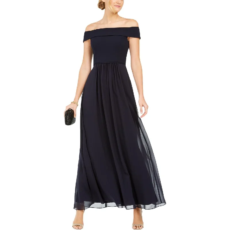 Adrianna Papell Womens Chiffon Off-The-Shoulders Evening Dress