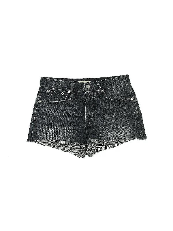 Mid-Rise Denim Shorts in Dark Wash