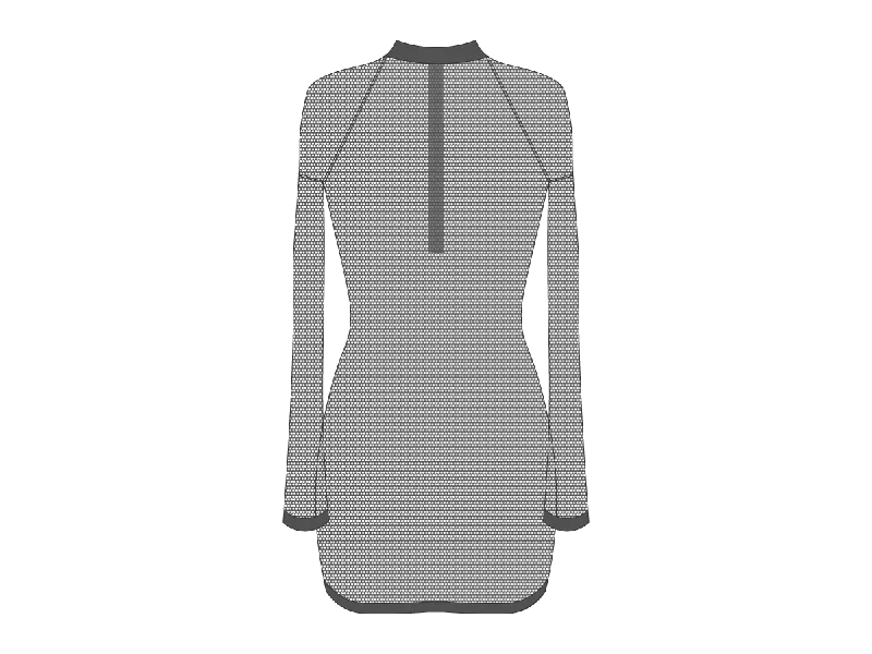 Grey Mesh Zipper Logo Cover-up Dress