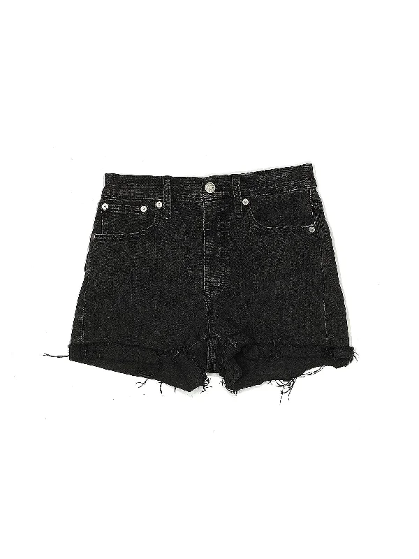 Low-Rise Denim Shorts in Dark Wash