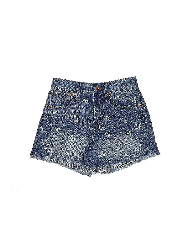 Mid-Rise Denim Shorts in Light Wash