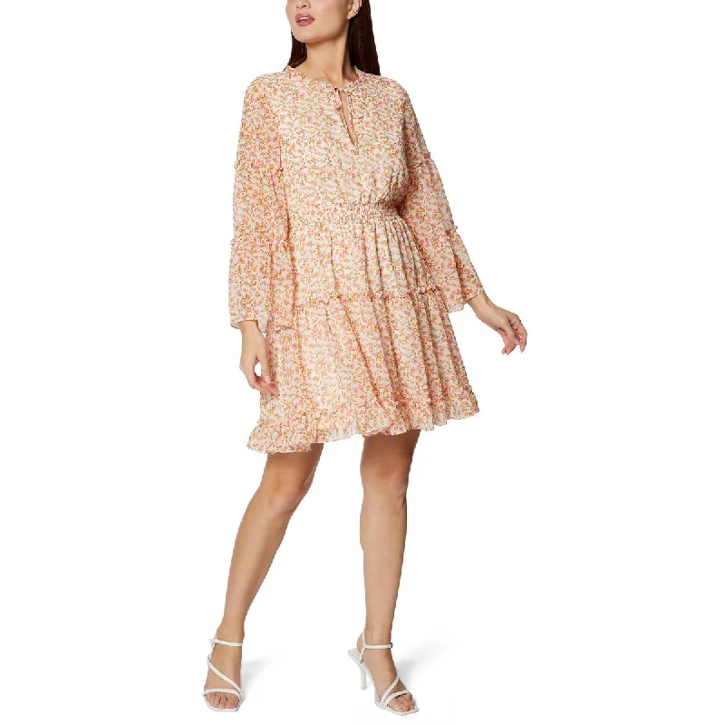 BCBGeneration Women's Ruffled Floral Print 3/4 Sleeve Mini Dress