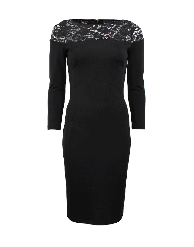 Boatneck Fitted Black Dress