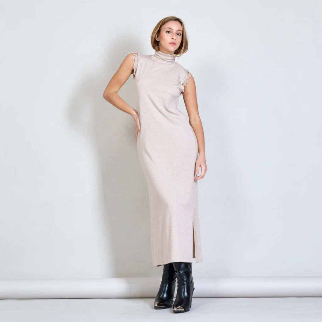 Sleeveless Knit Dress (Beige)