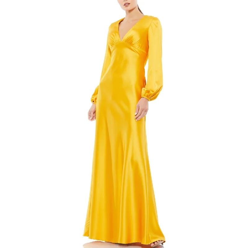 Ieena for Mac Duggal Womens Satin Maxi Evening Dress