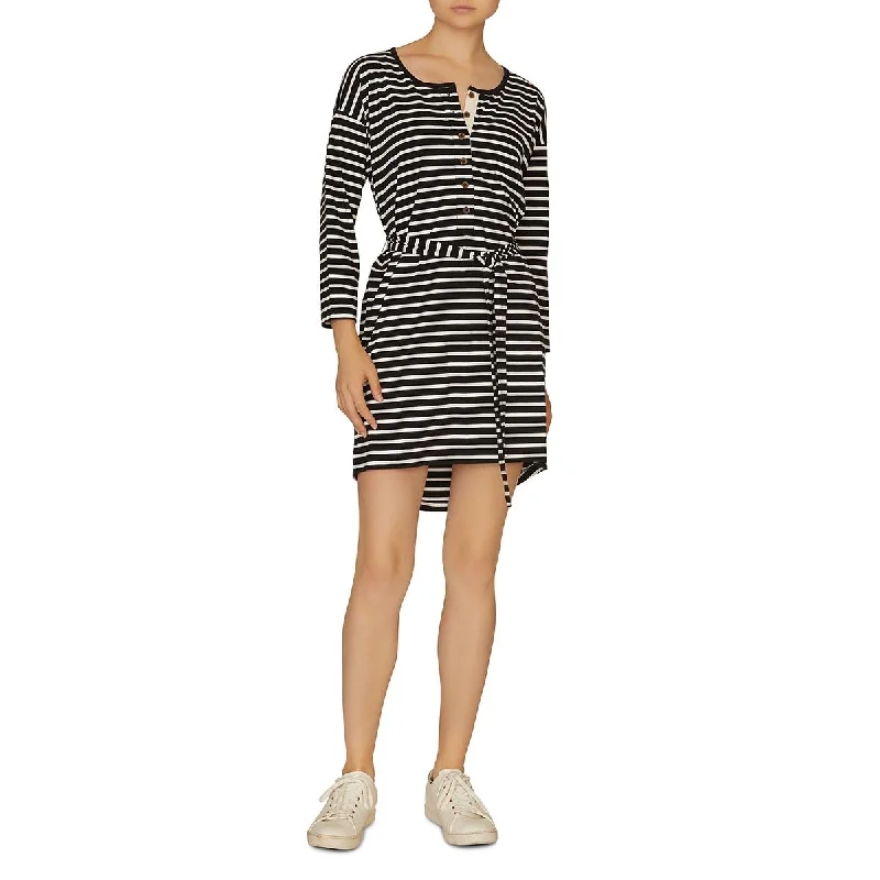 Sanctuary Womens Sullivan Striped Henley T-Shirt Dress