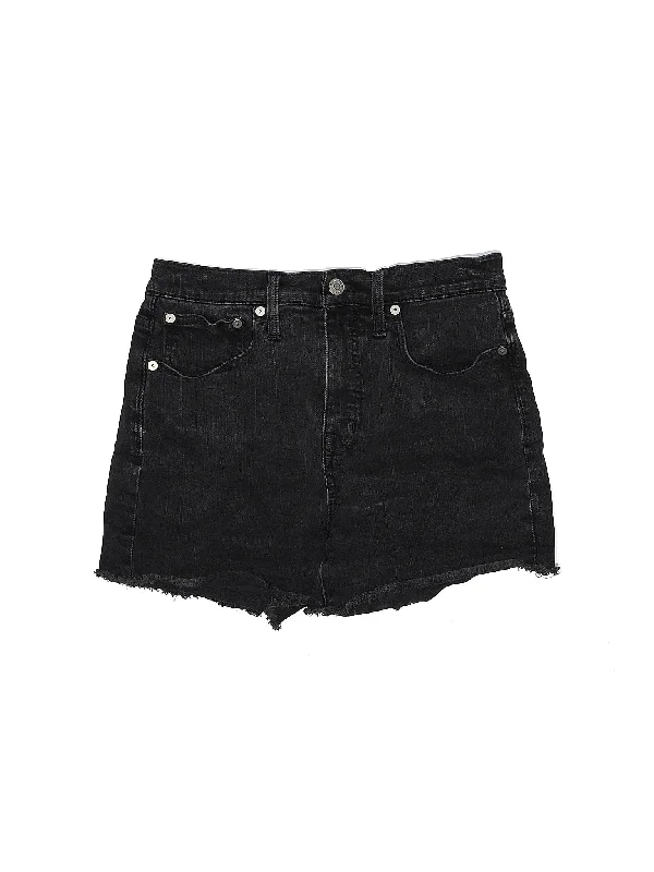 Mid-Rise Denim Shorts in Dark Wash