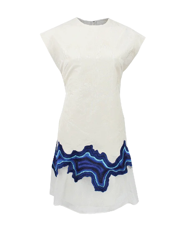 Embroidered Geode Flounce Dress