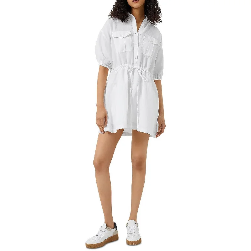 French Connection Womens Tie Front Mini Shirtdress