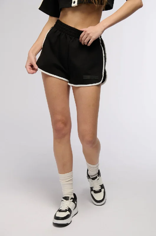 ON POINT STRIPED MINI SHORTS IN BLACK